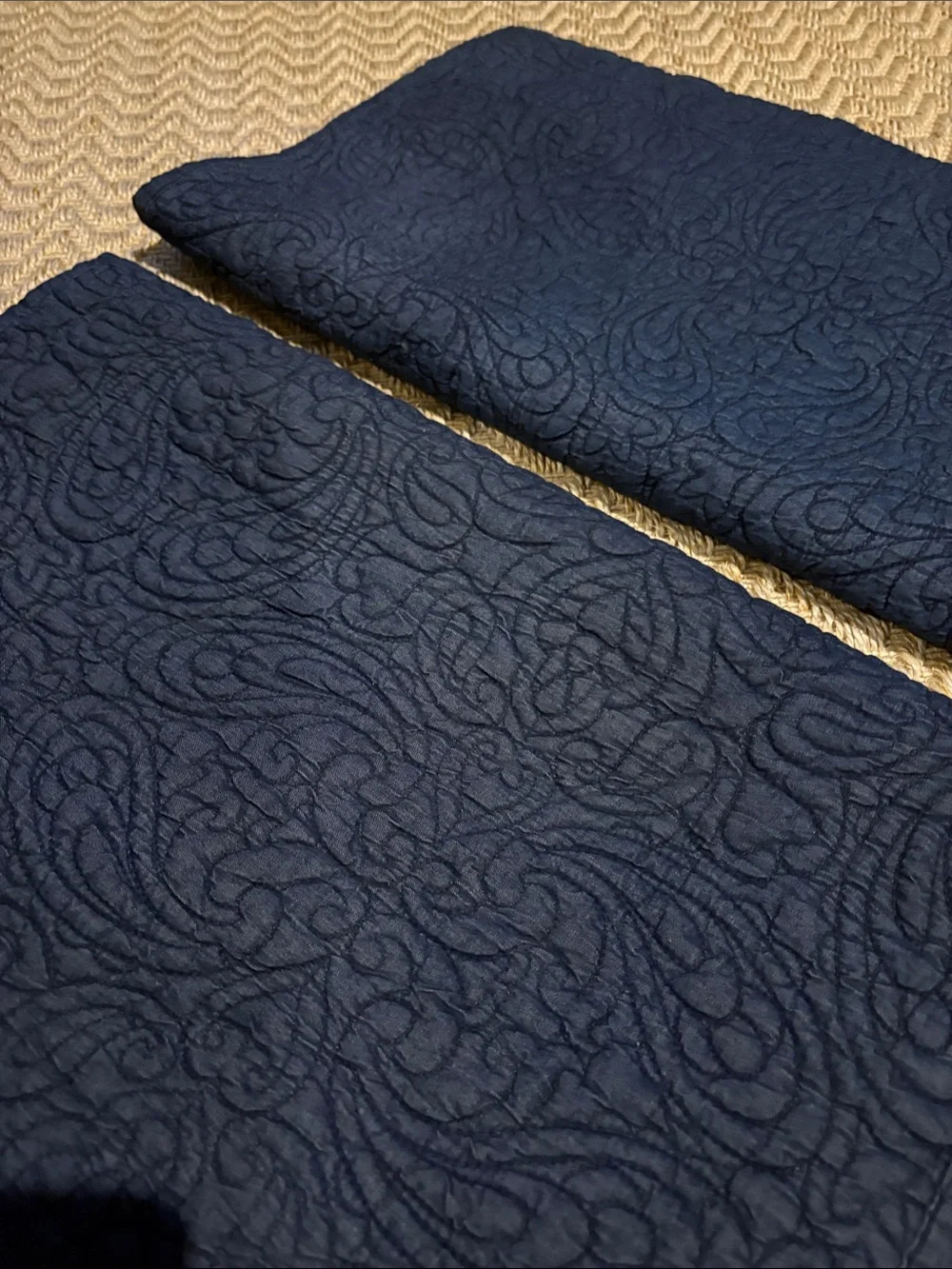Navy Blue Quilted pillow shams (2)